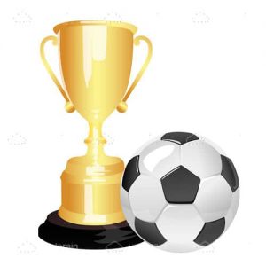 Illustration of soccer ball and trophy